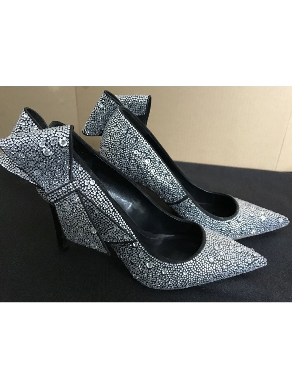 INC International Concepts Rhinestone Pump Heels in Silver / Black, Size 8 - Picture 9 of 11